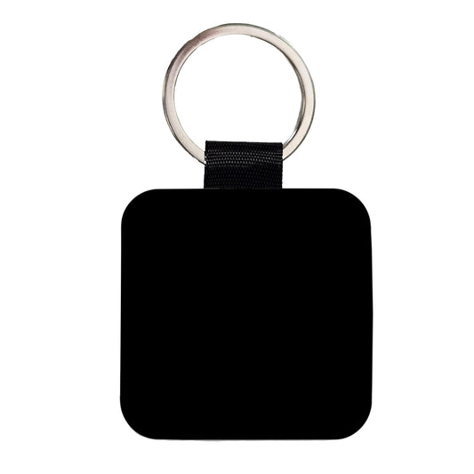 It's Just a Solid Black Color Square Faux Leather Keychain