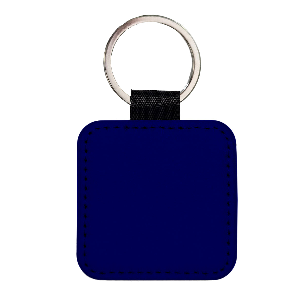 It's Just a Solid Dark Blue Color Square Faux Leather Keychain