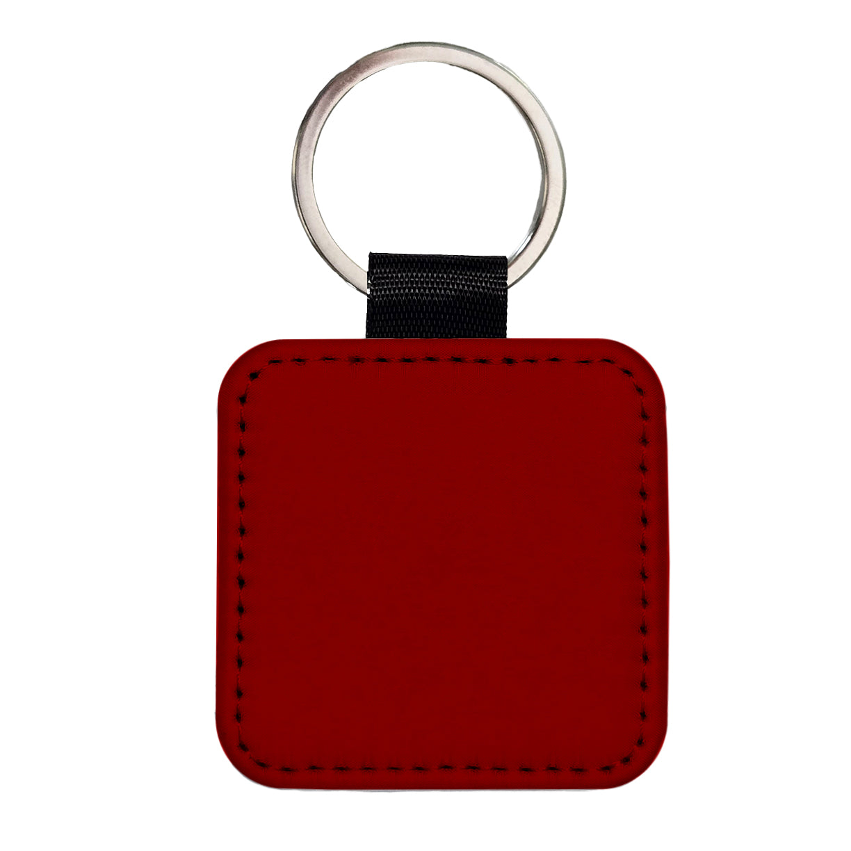 It's Just a Solid Dark Red Color Square Faux Leather Keychain