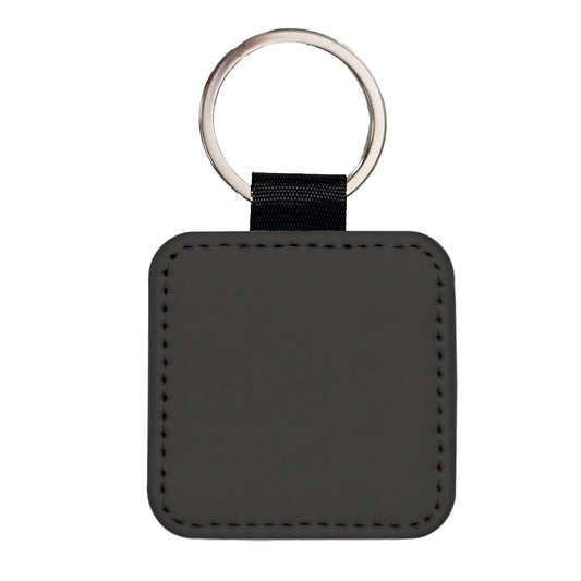 It's Just a Solid Gray Color Square Faux Leather Keychain