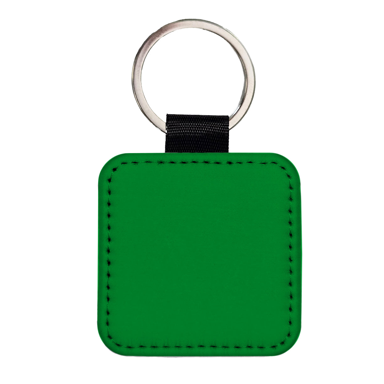 It's Just a Solid Green Color Square Faux Leather Keychain