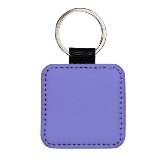 It's Just a Solid Lavender Color Square Faux Leather Keychain