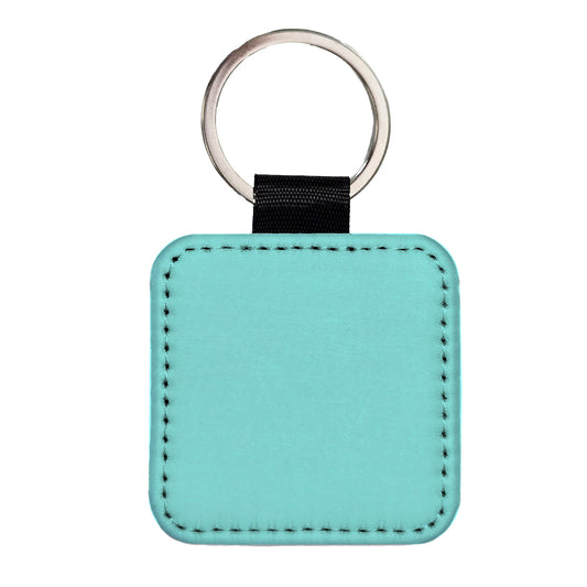 It's Just a Solid Light Blue Color Square Faux Leather Keychain
