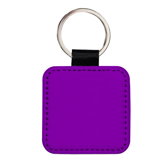 It's Just a Solid Purple Color Square Faux Leather Keychain