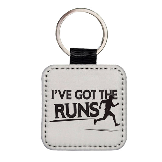 I've Got The Runs Funny Running Jogging Square Faux Leather Keychain