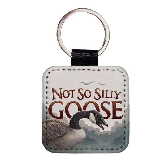 Not So Silly Goose Angry Canadian Goose Funny Square Faux Leather Keychain
