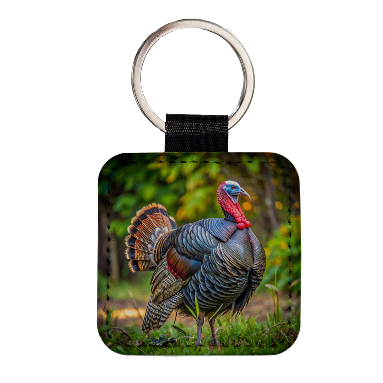 Tom Gobbler Male Turkey Photograph Square Faux Leather Keychain