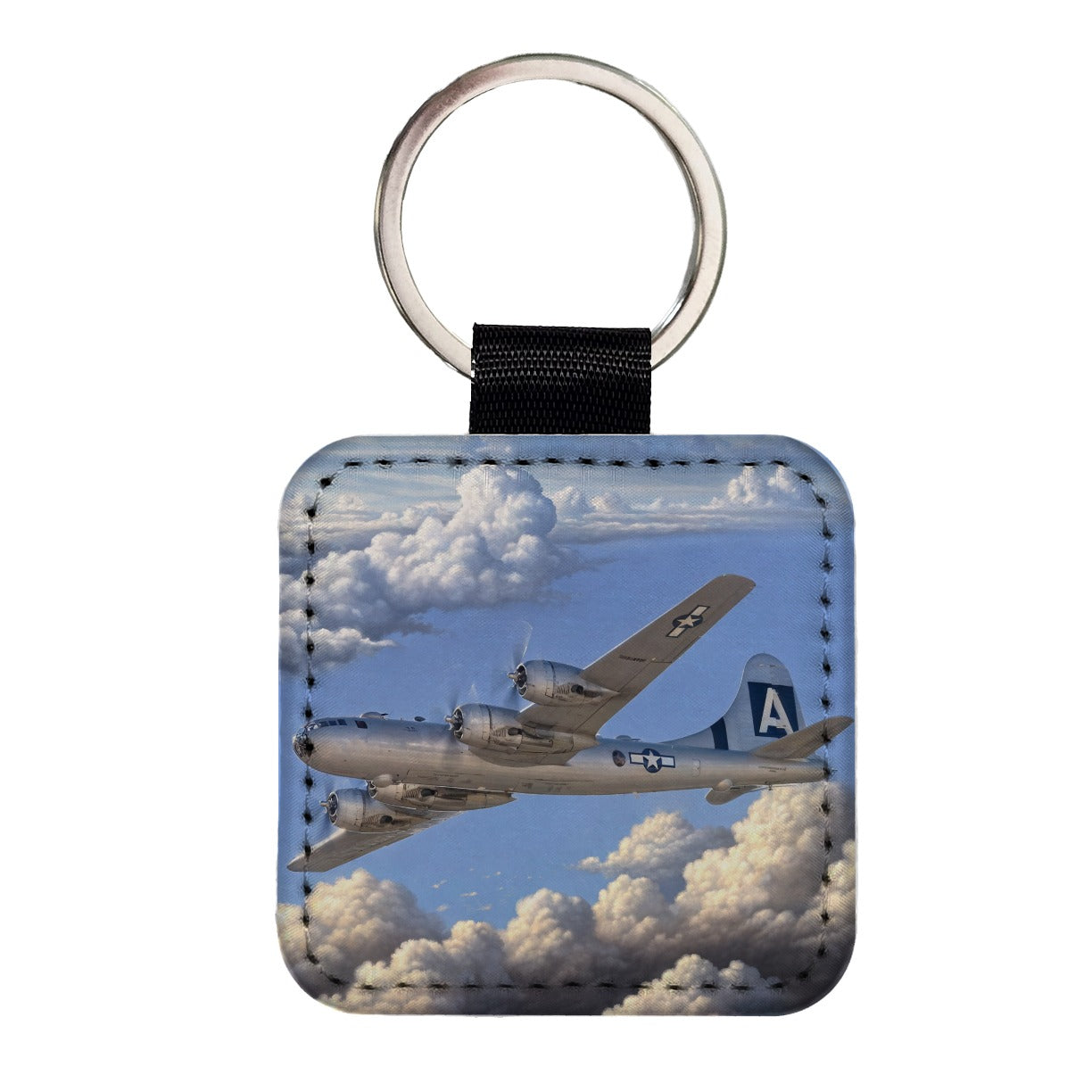 B-29 Superfortress Bomber WWII United States Air Force Heavy Bomber Square Faux Leather Keychain
