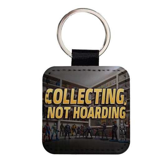Collecting Not Hoarding Action Figures Funny Square Faux Leather Keychain