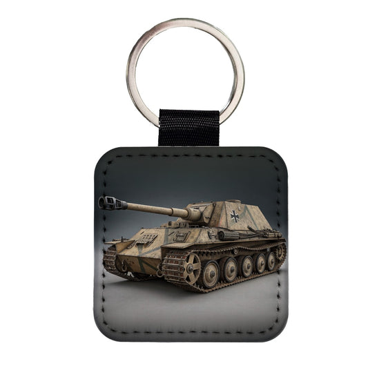Ferdinand Elefant WWII German Heavy Tank Destroyer Square Faux Leather Keychain