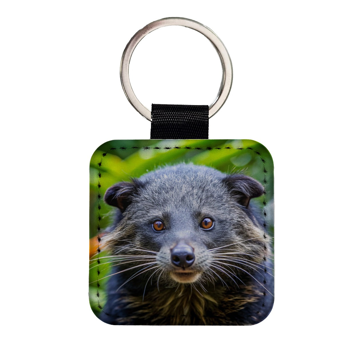 Binturong Bearcat Photo Square Faux Leather Keychain
