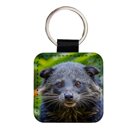 Binturong Bearcat Photo Square Faux Leather Keychain