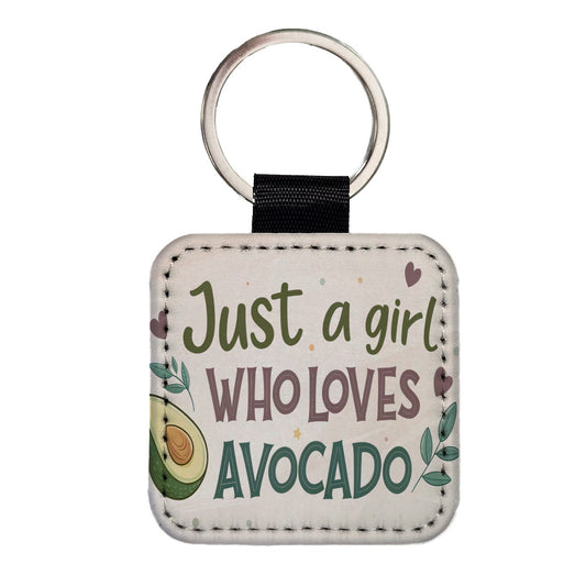 Just A Girl Who Loves Avocado Funny Square Faux Leather Keychain