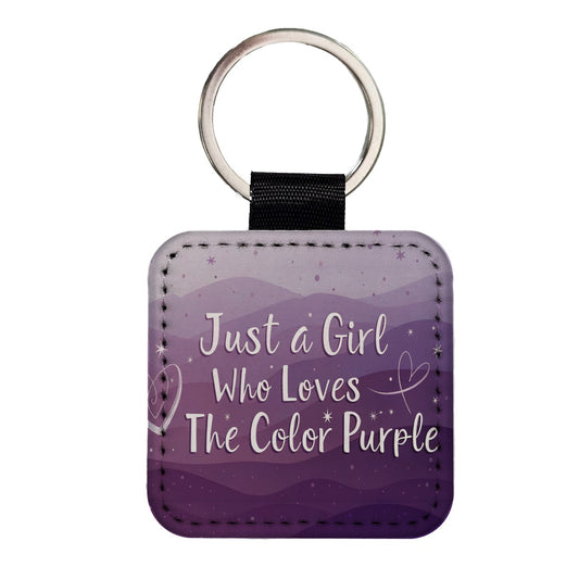 Just A Girl Who Loves The Color Purple Cute Square Faux Leather Keychain