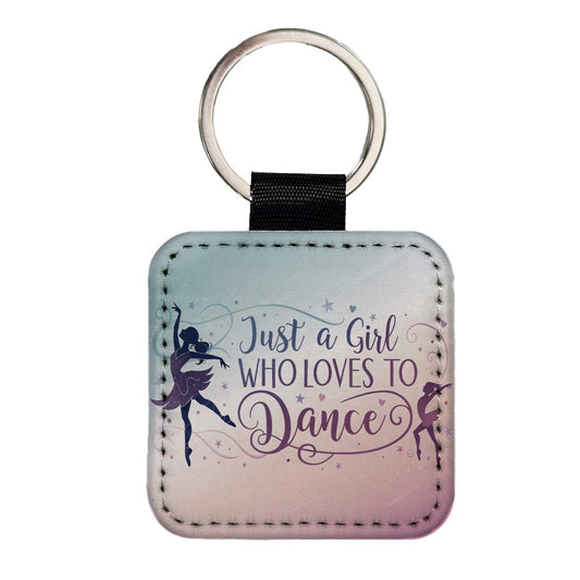 Just A Girl Who Loves To Dance Cute Square Faux Leather Keychain
