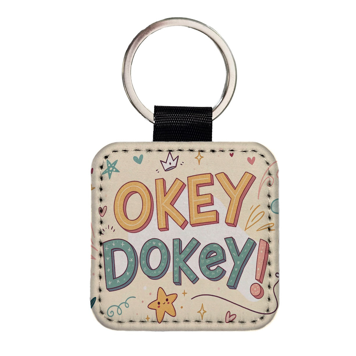 Okey Dokey Cute Square Faux Leather Keychain
