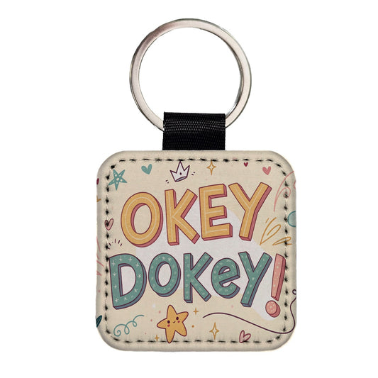 Okey Dokey Cute Square Faux Leather Keychain