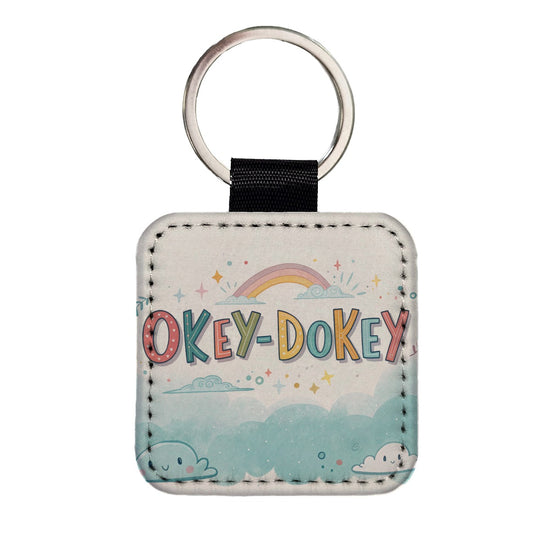 Okey Dokey Fun Colors Square Faux Leather Keychain