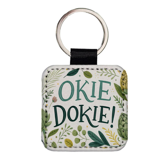 Okie Dokie Artichoke  Square Faux Leather Keychain