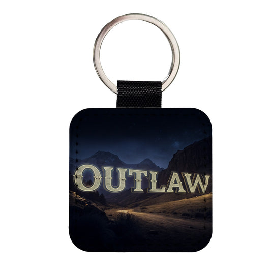 Outlaw Country Night Square Faux Leather Keychain