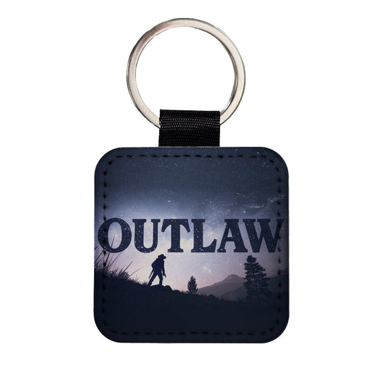 Outlaw Renegade Cowboy Square Faux Leather Keychain