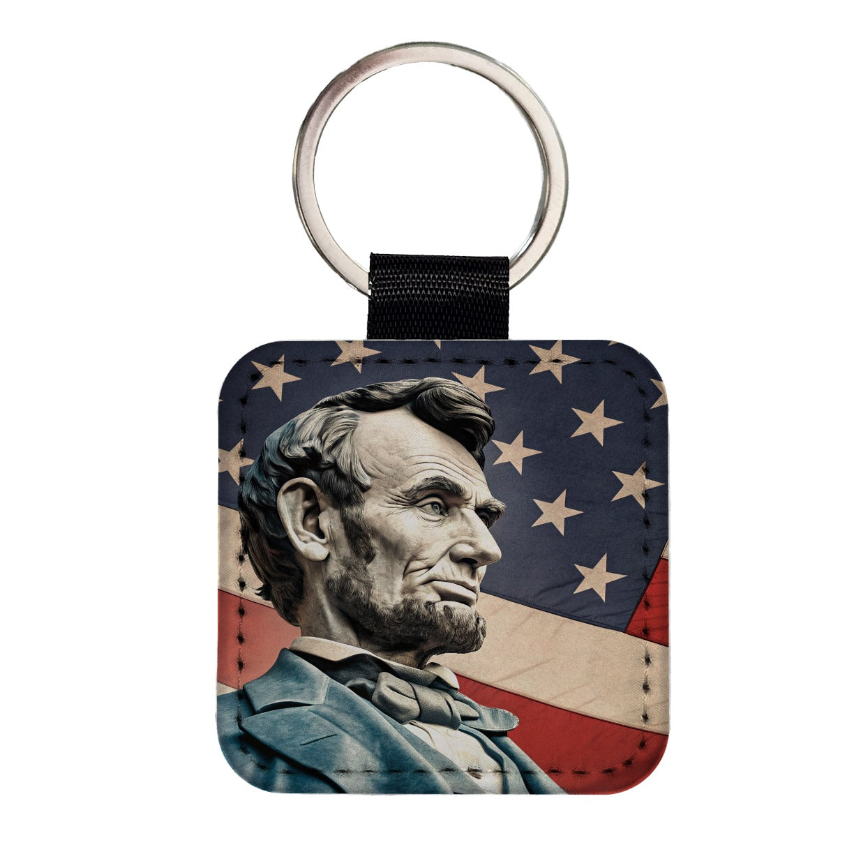 Abraham Lincoln American President Square Faux Leather Keychain