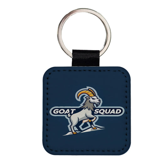 Goat Squad Funny Square Faux Leather Keychain