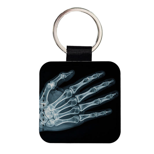 Hand X-Ray Radiograph Square Faux Leather Keychain