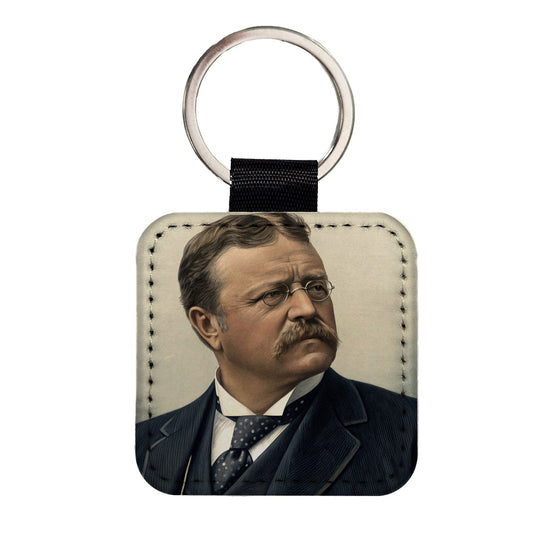 Theodore Roosevelt American President Square Faux Leather Keychain