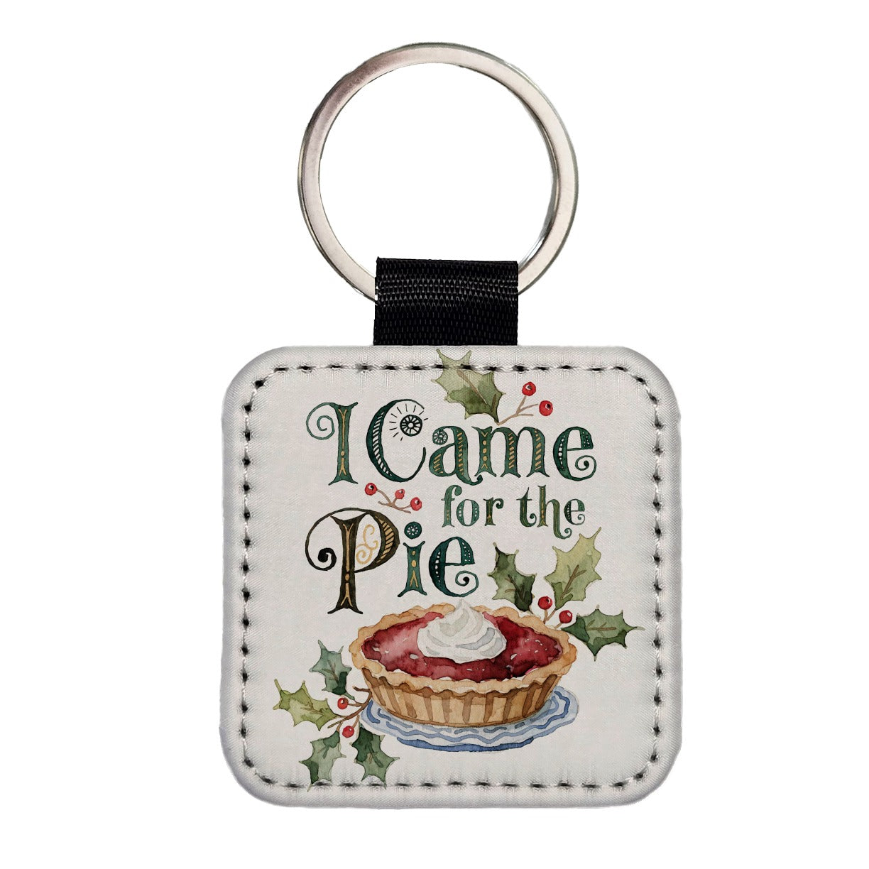 I Came For The Pie Christmas Funny Square Faux Leather Keychain