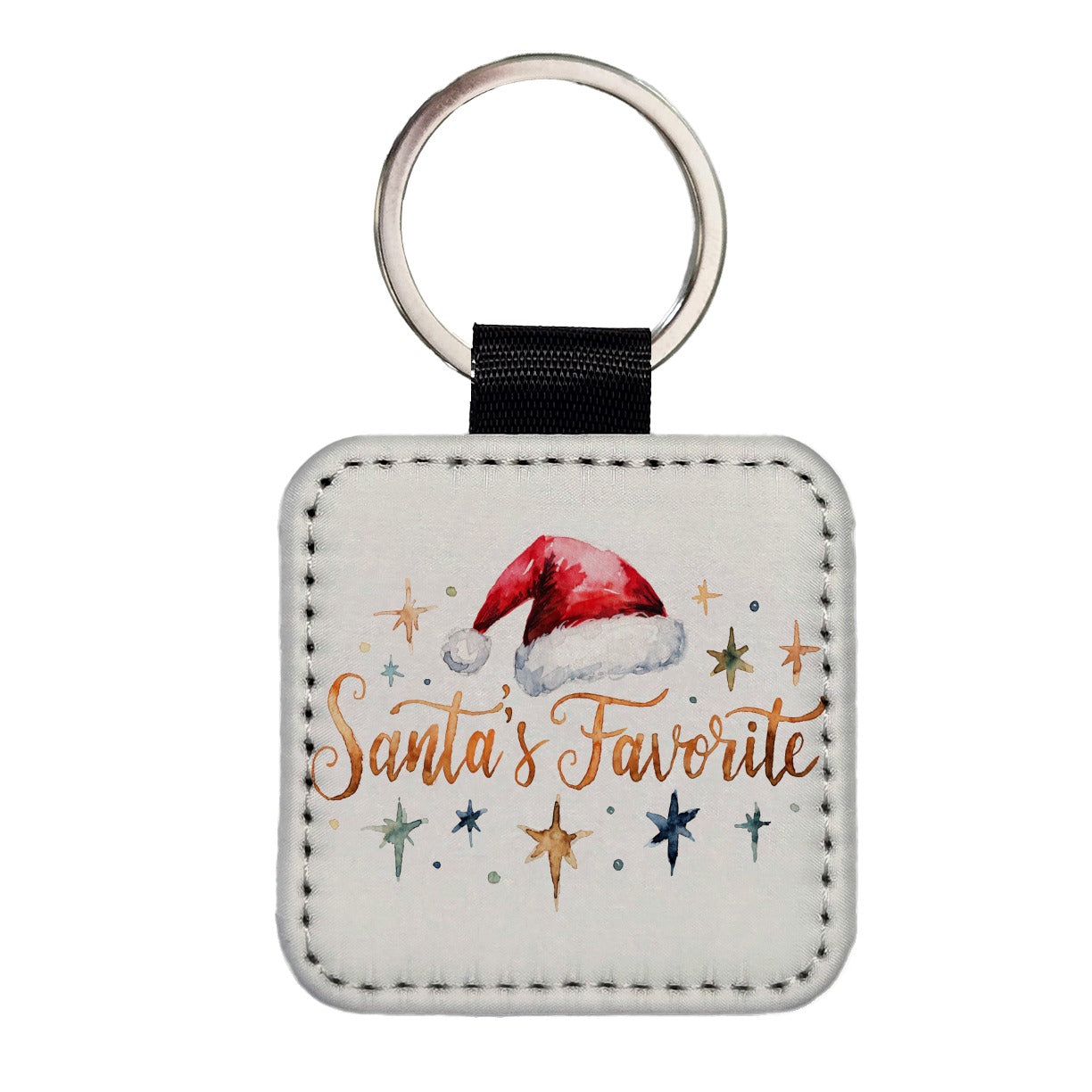 Santa's Favorite Christmas Funny Square Faux Leather Keychain