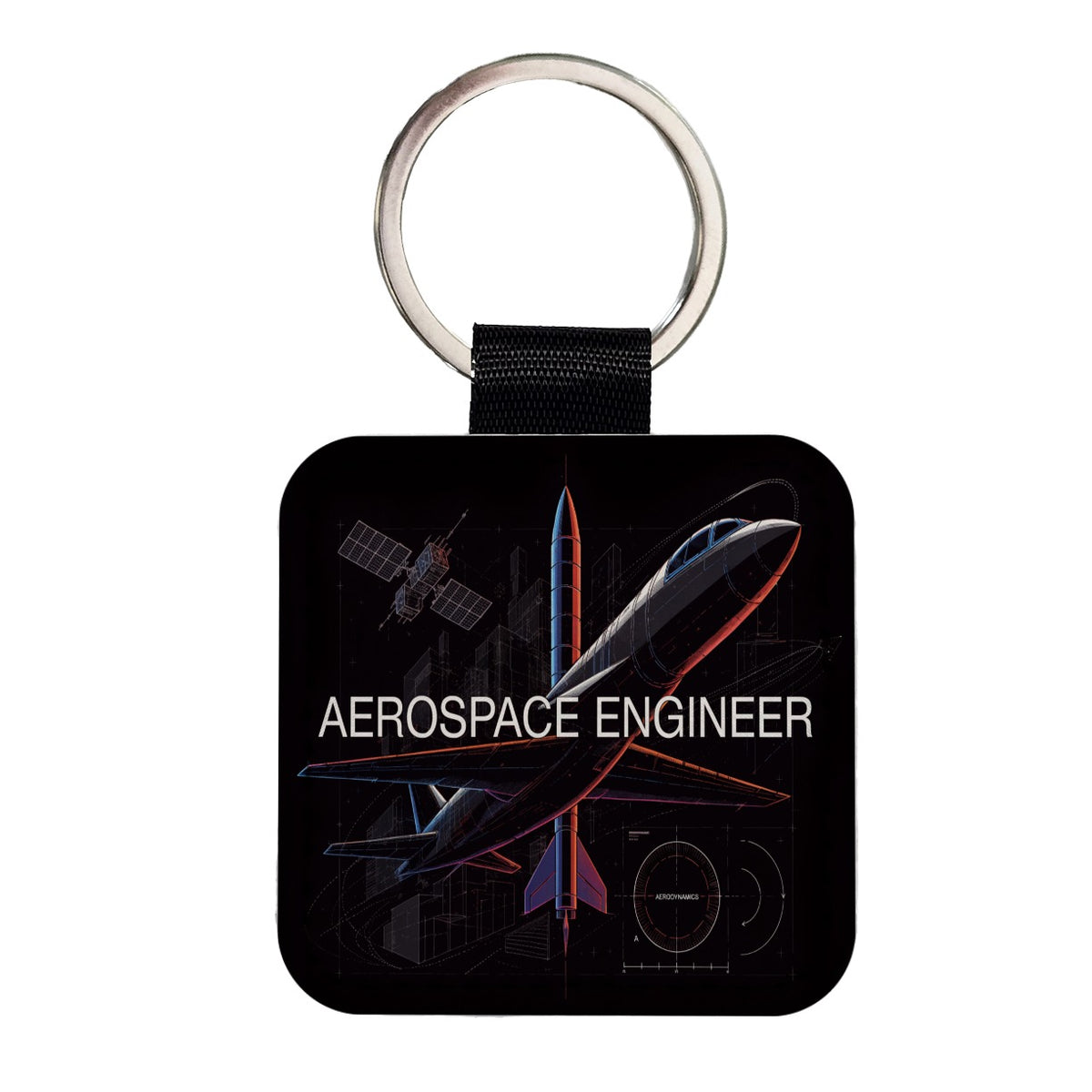 Aerospace Engineer Square Faux Leather Keychain