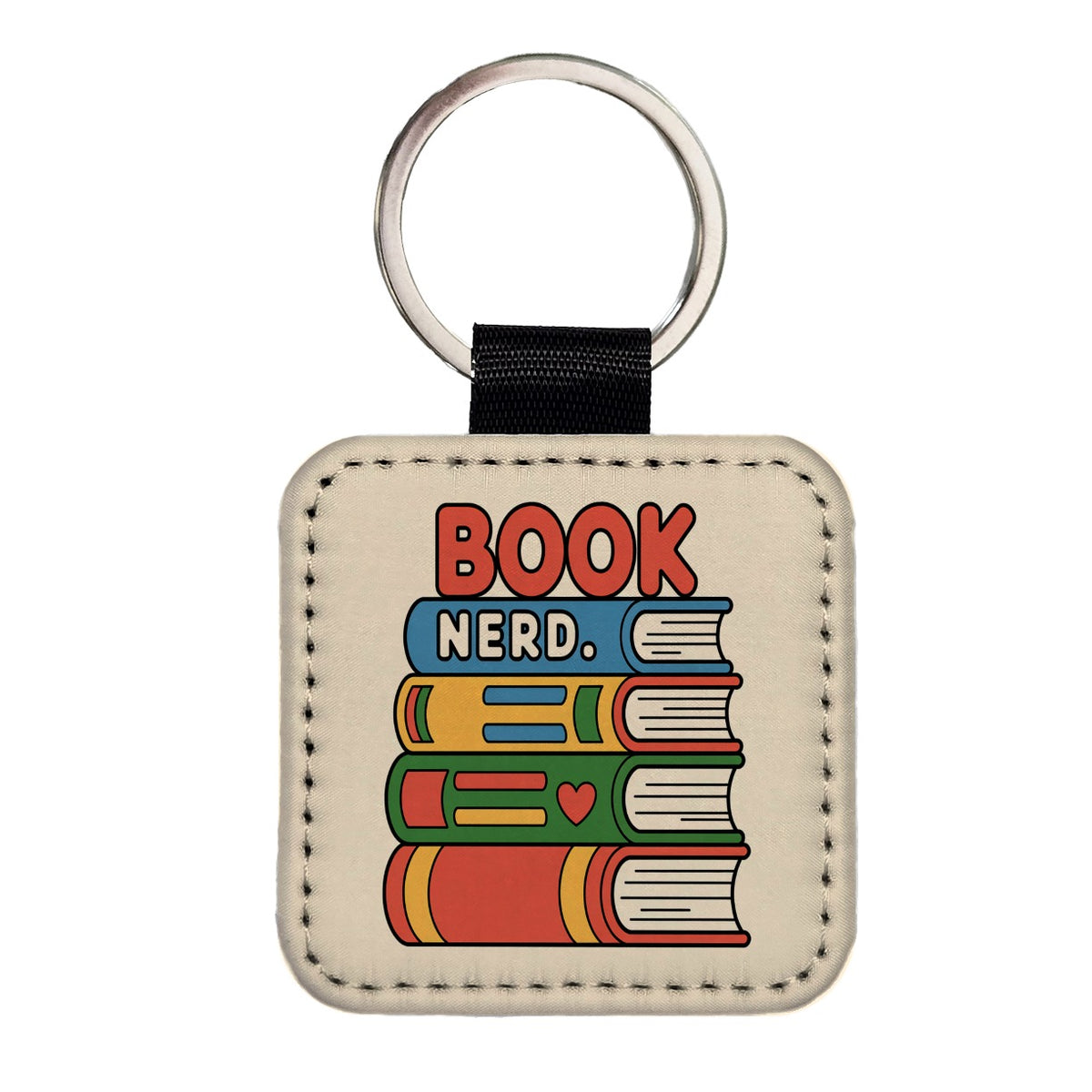 Book Nerd Reader Cute Funny Square Faux Leather Keychain