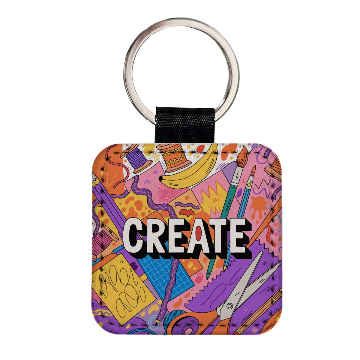 Create Artist Crafting Creative Square Faux Leather Keychain