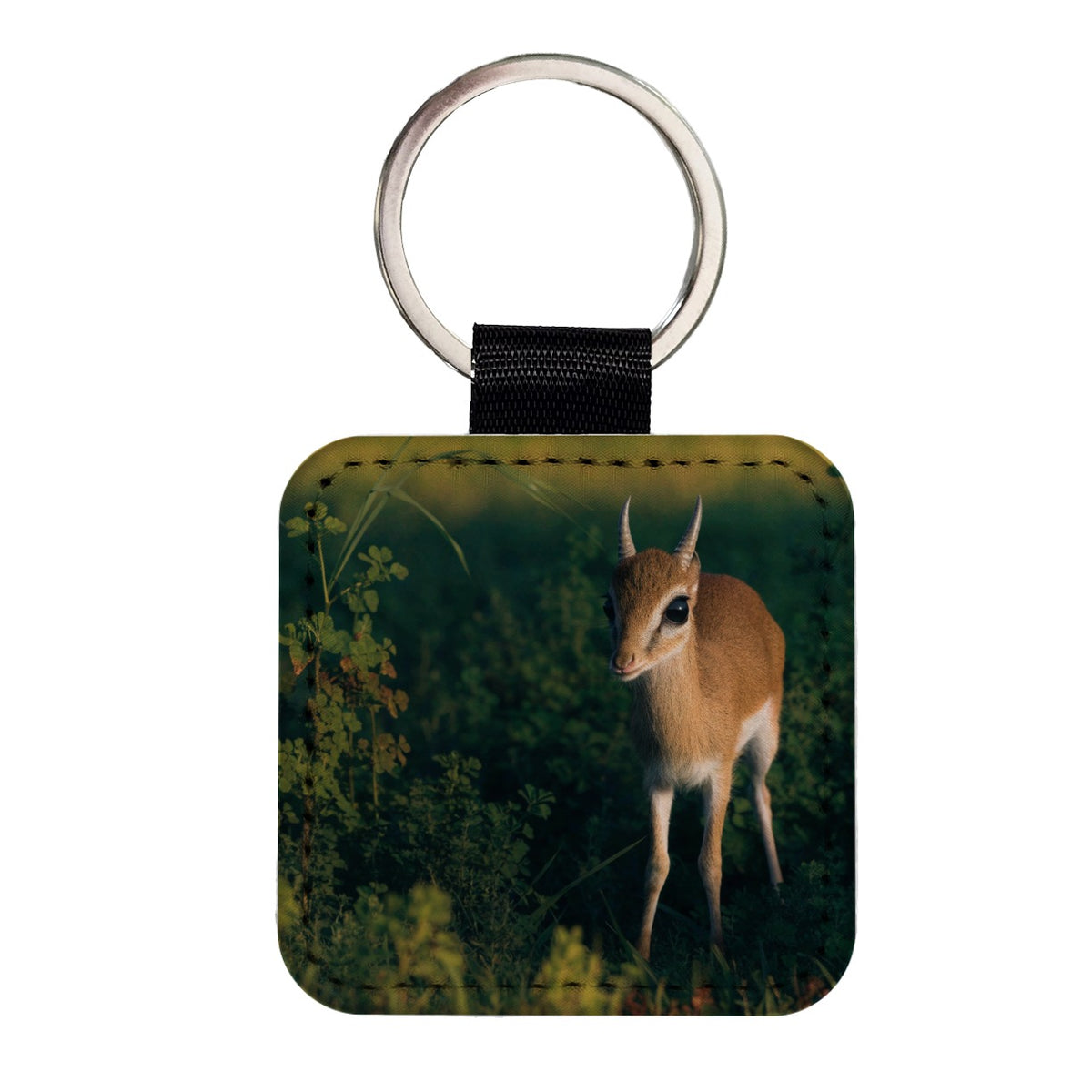Dik-dik Antelope Square Faux Leather Keychain