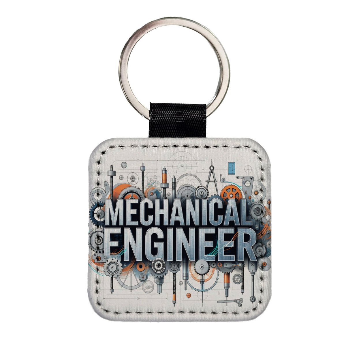 Mechanical Engineer Square Faux Leather Keychain