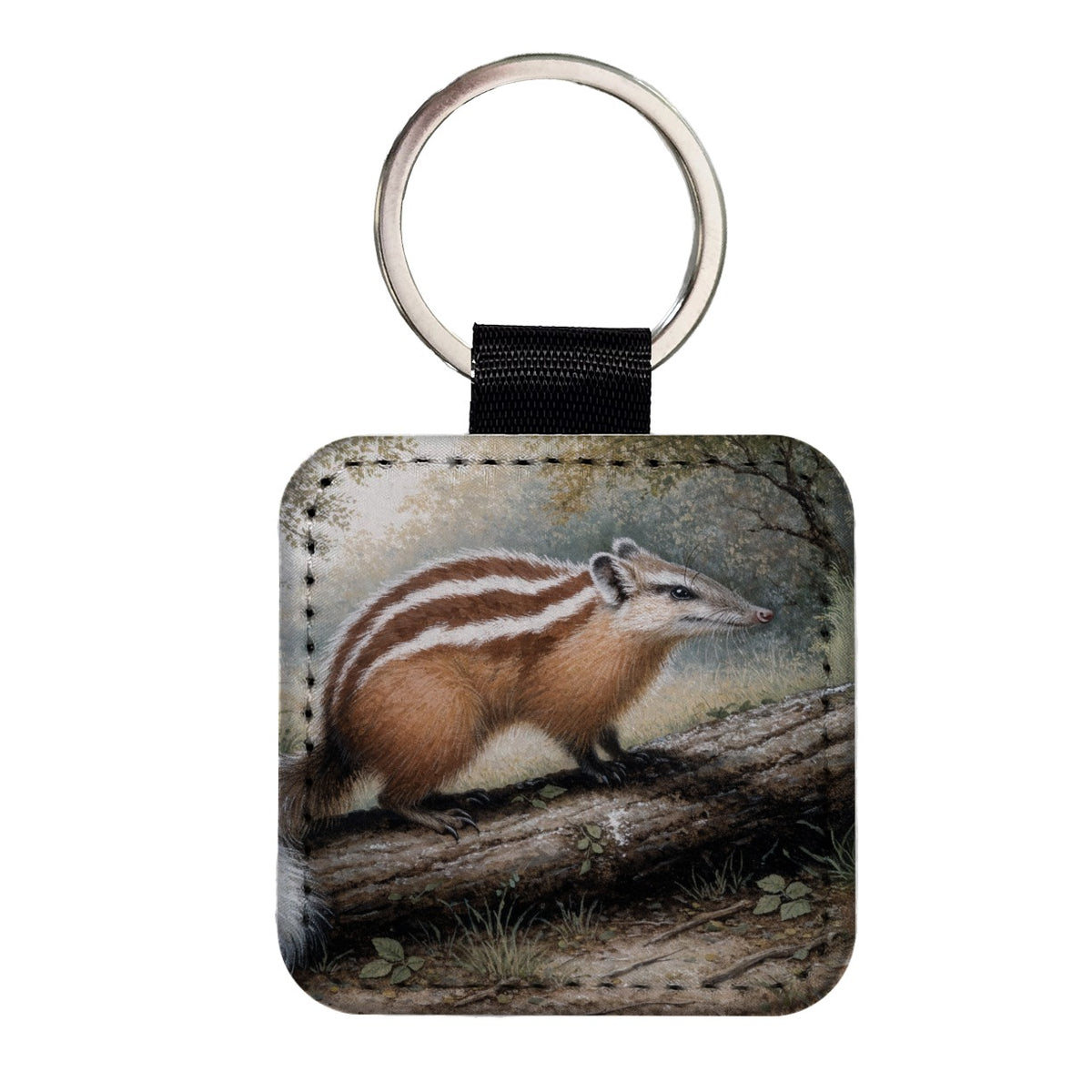Numbat Australian Woodland Square Faux Leather Keychain