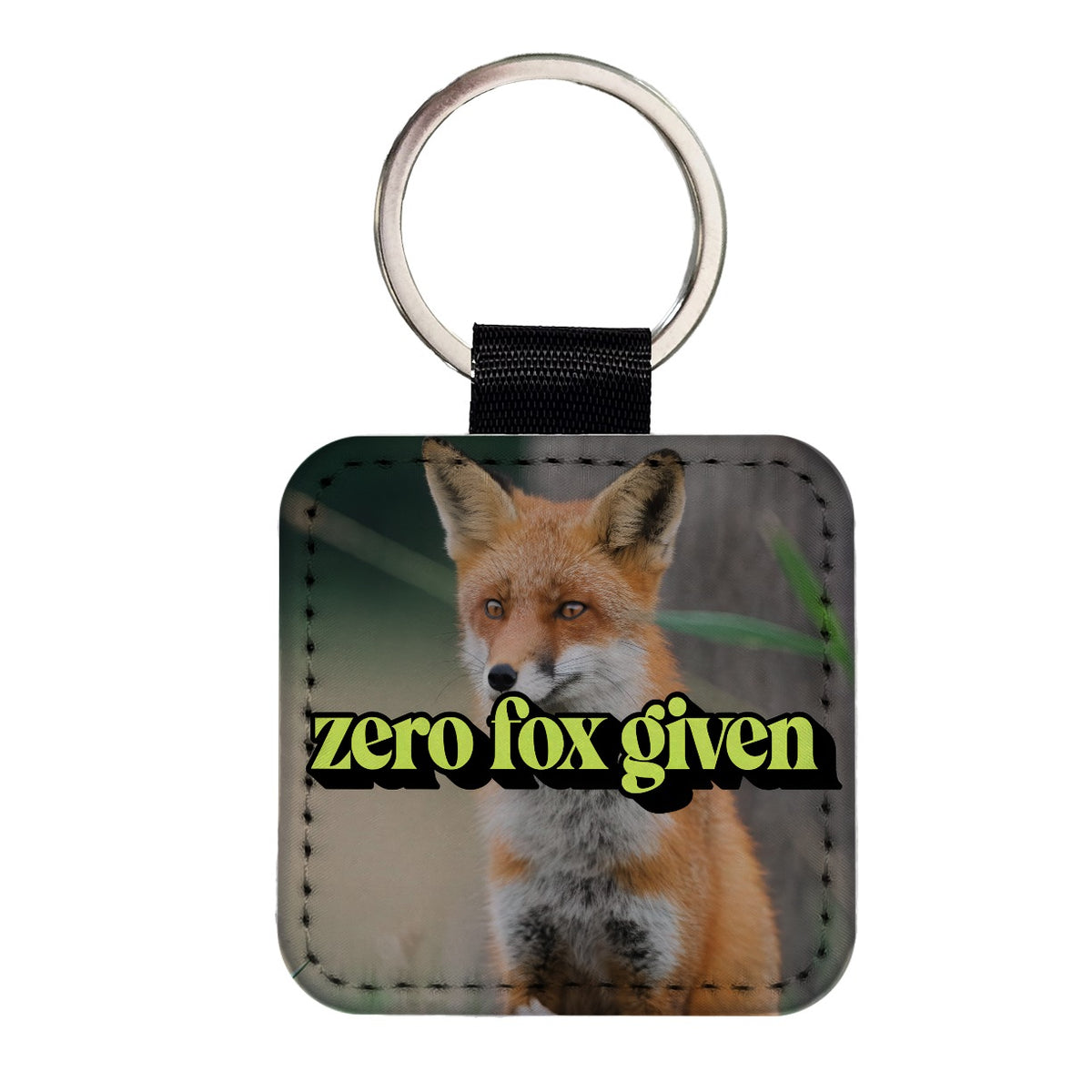 Zero Fox Given Funny Square Faux Leather Keychain