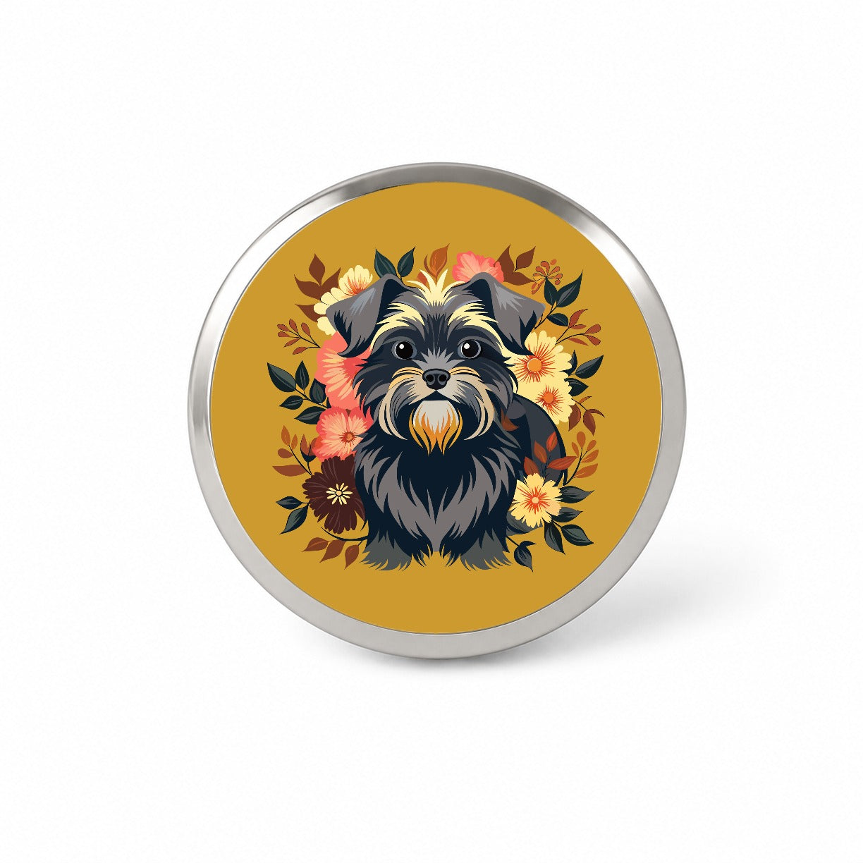 Affenpinscher Dog Floral Flowers Novelty Hat Backpack Lapel Pin