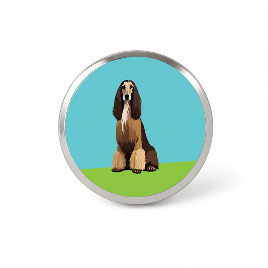 Afghan Hound Dog Sitting Novelty Hat Backpack Lapel Pin