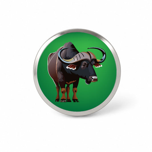 African Buffalo Standing Novelty Hat Backpack Lapel Pin