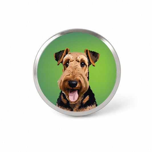 Airedale Terrier Dog Portrait Novelty Hat Backpack Lapel Pin
