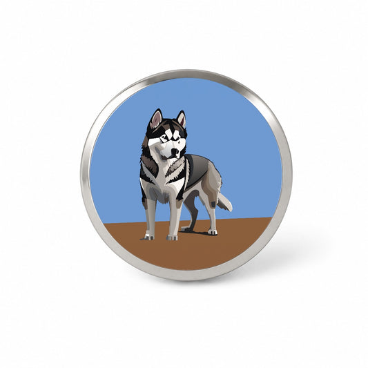 Alaskan Malamute Dog Standing Novelty Hat Backpack Lapel Pin