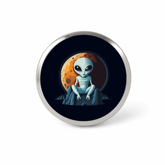 Alien Sitting Moon Planet Space Novelty Hat Backpack Lapel Pin