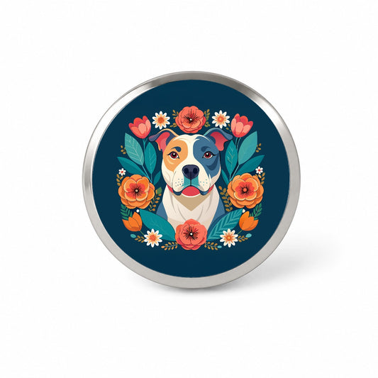 American Bulldog Dog Floral Flowers Novelty Hat Backpack Lapel Pin