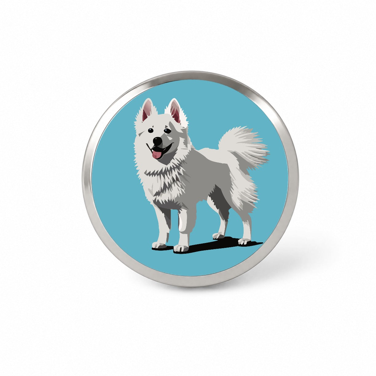 American Eskimo Dog Standing Novelty Hat Backpack Lapel Pin