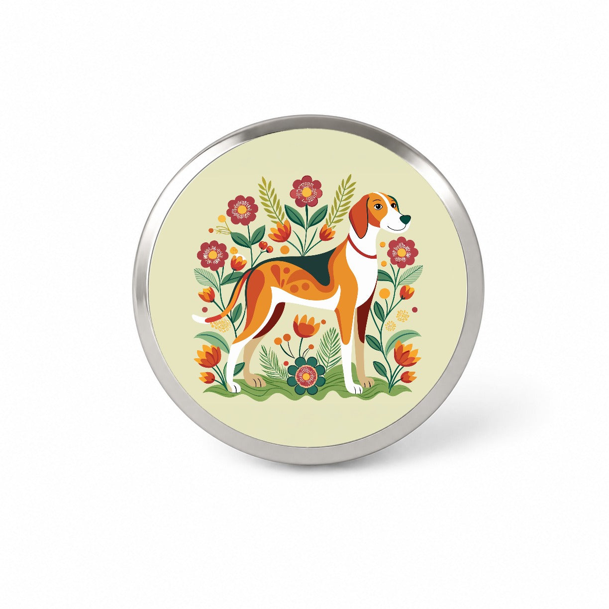 American Foxhound Dog Floral Flowers Novelty Hat Backpack Lapel Pin