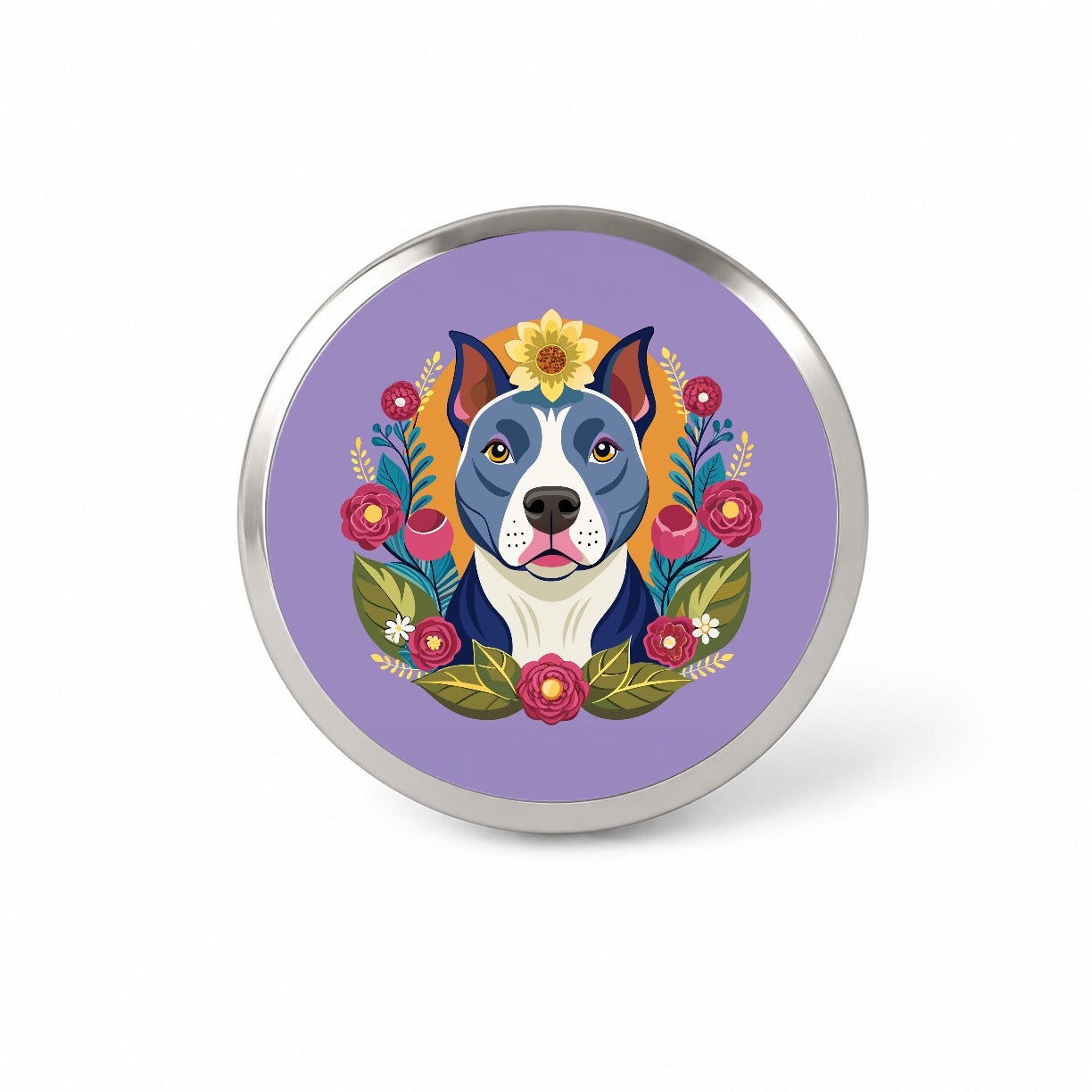 American Pit Bull Terrier Dog Floral Flowers Novelty Hat Backpack Lapel Pin