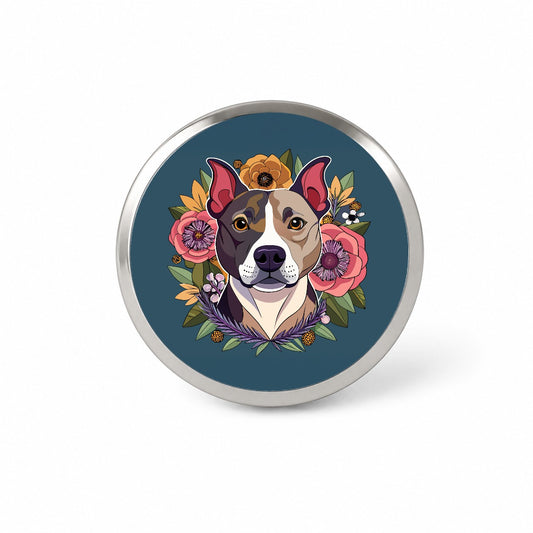 American Staffordshire Terrier Dog Floral Flowers Novelty Hat Backpack Lapel Pin