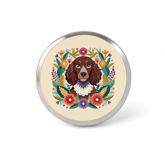 American Water Spaniel Dog Floral Flowers Novelty Hat Backpack Lapel Pin